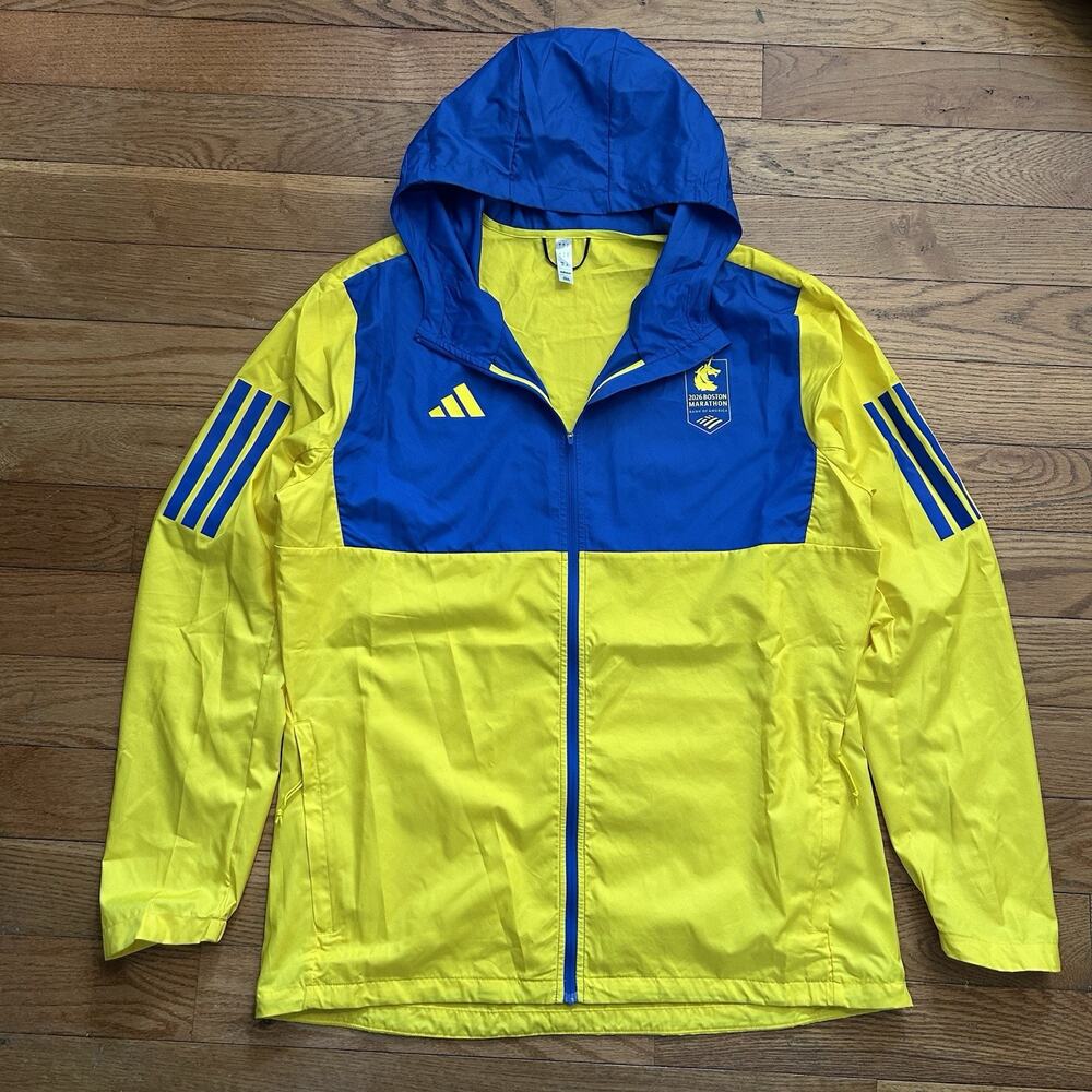 Adidas Boston Marathon 2026 Volunteer Hooded Windbreaker Jacket Large